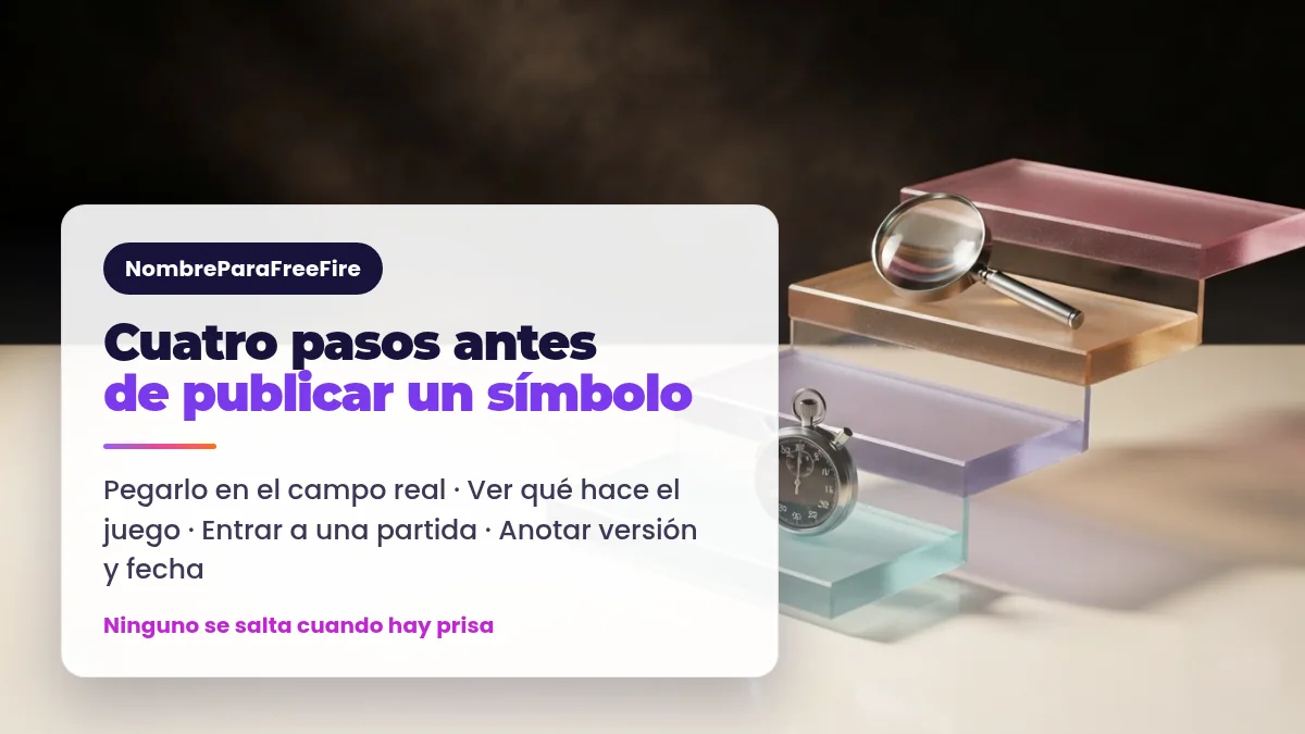 Cuatro pasos antes de publicar un símbolo Los cuatro pasos para verificar un símbolo de Free Fire antes de publicarlo