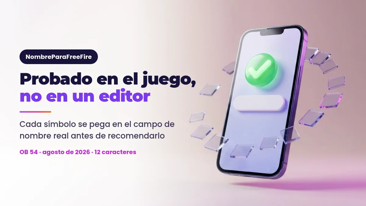 Revisión de símbolos para Free Fire Cómo se revisa un símbolo en el campo de nombre de Free Fire