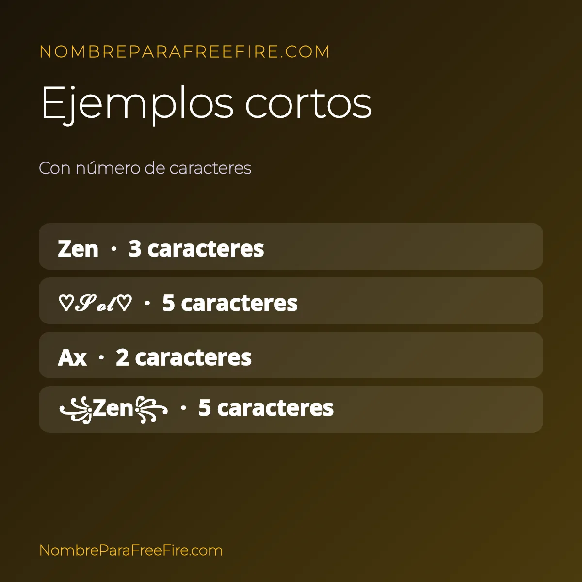 Ejemplos de nombres cortos para Free Fire